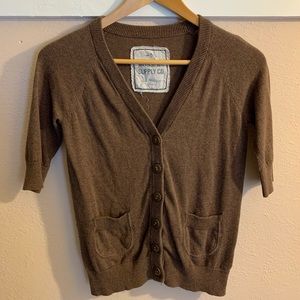 Short Sleeve Brown Cardigan